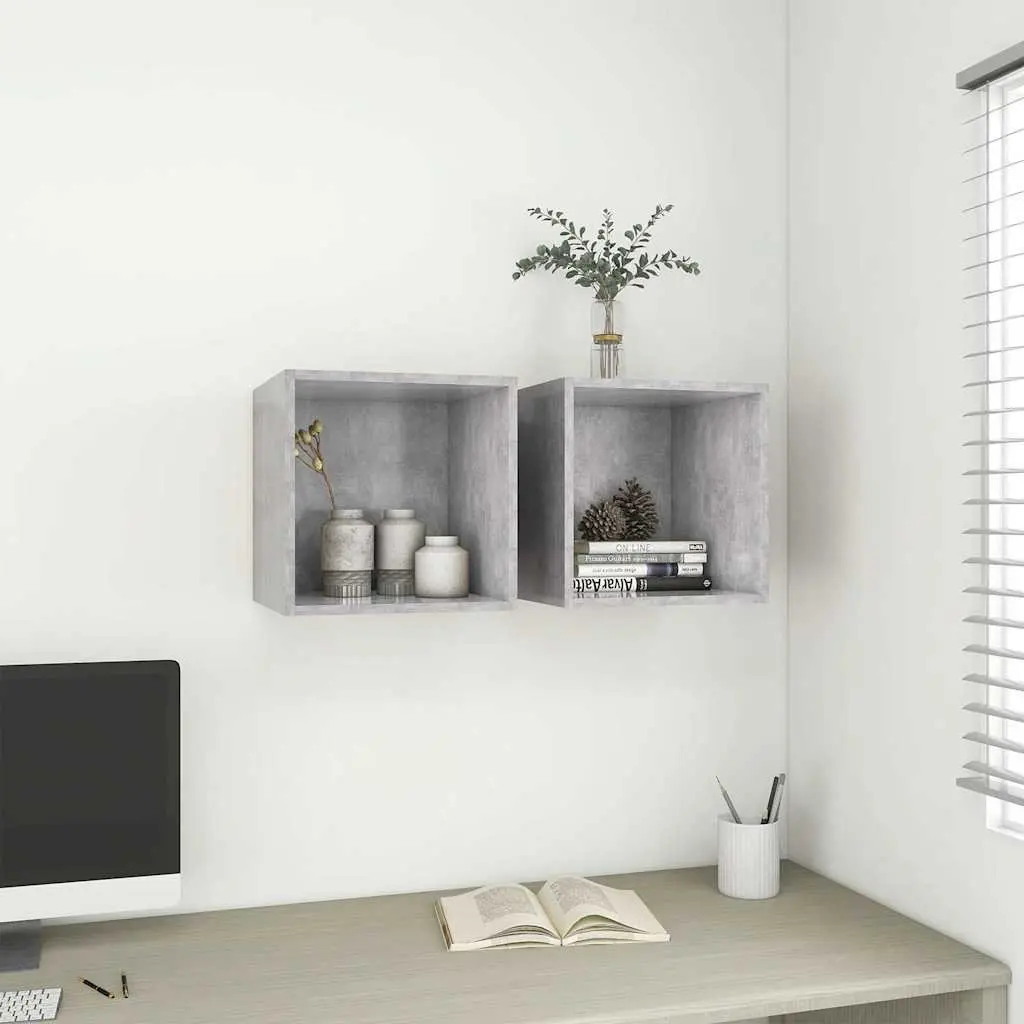Engineered Wood Grey Wall-Mounted Floating Storage Cabinet