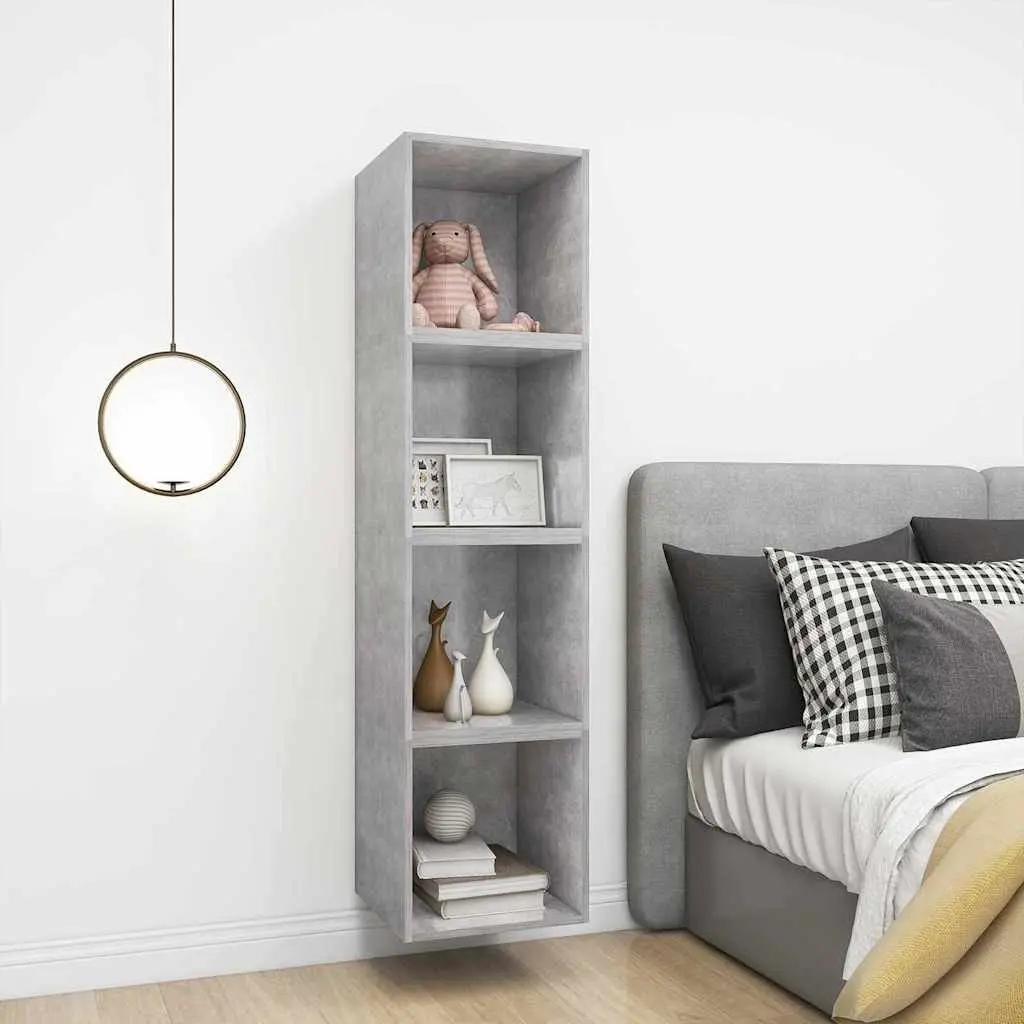 Engineered Wood Grey Wall-Mounted Floating Storage Cabinet