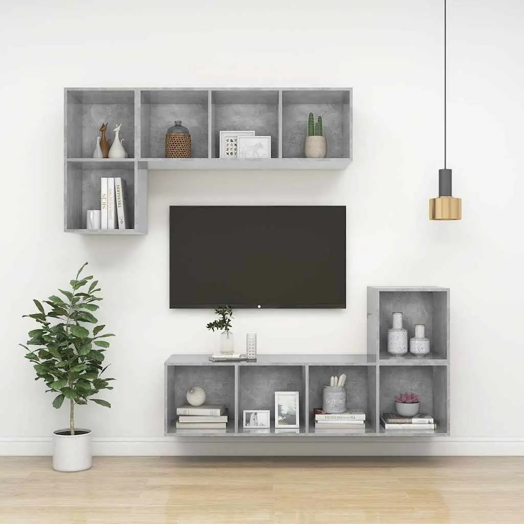 Engineered Wood Grey Wall-Mounted Floating Storage Cabinet