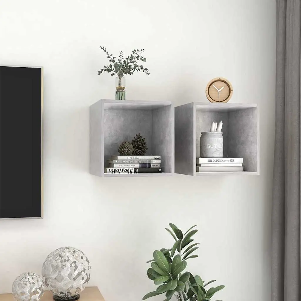 Grey Wall-Mounted Cabinet Set 37x37x37 cm Engineered Wood