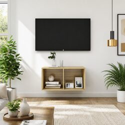Brown Engineered Wood Wall-mounted TV Cabinet - 37x37x72cm