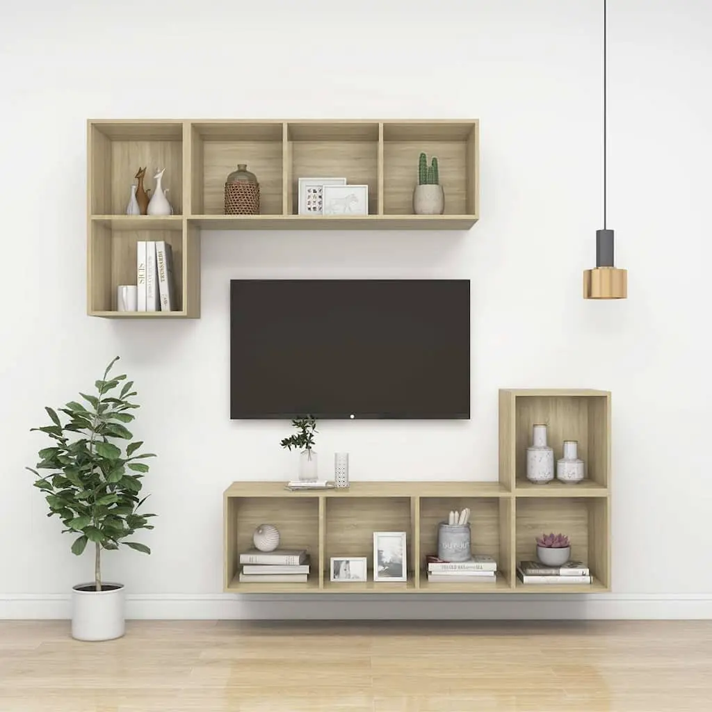 Wall-mounted TV Cabinet Engineered Wood 37x37x72cm Brown
