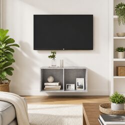 Stylish Wall-Mounted TV Cabinet in Grey Concrete
