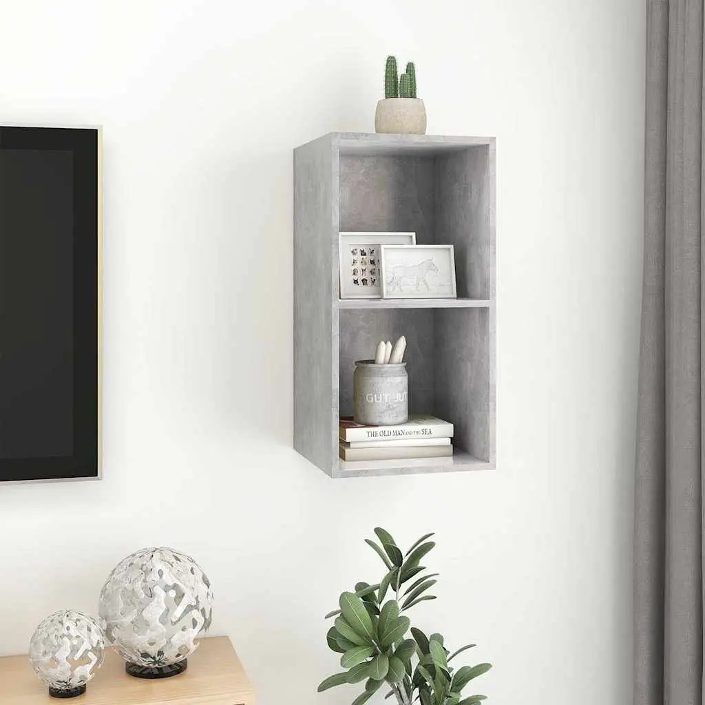 Wall-Mounted TV Cabinet in Grey Concrete