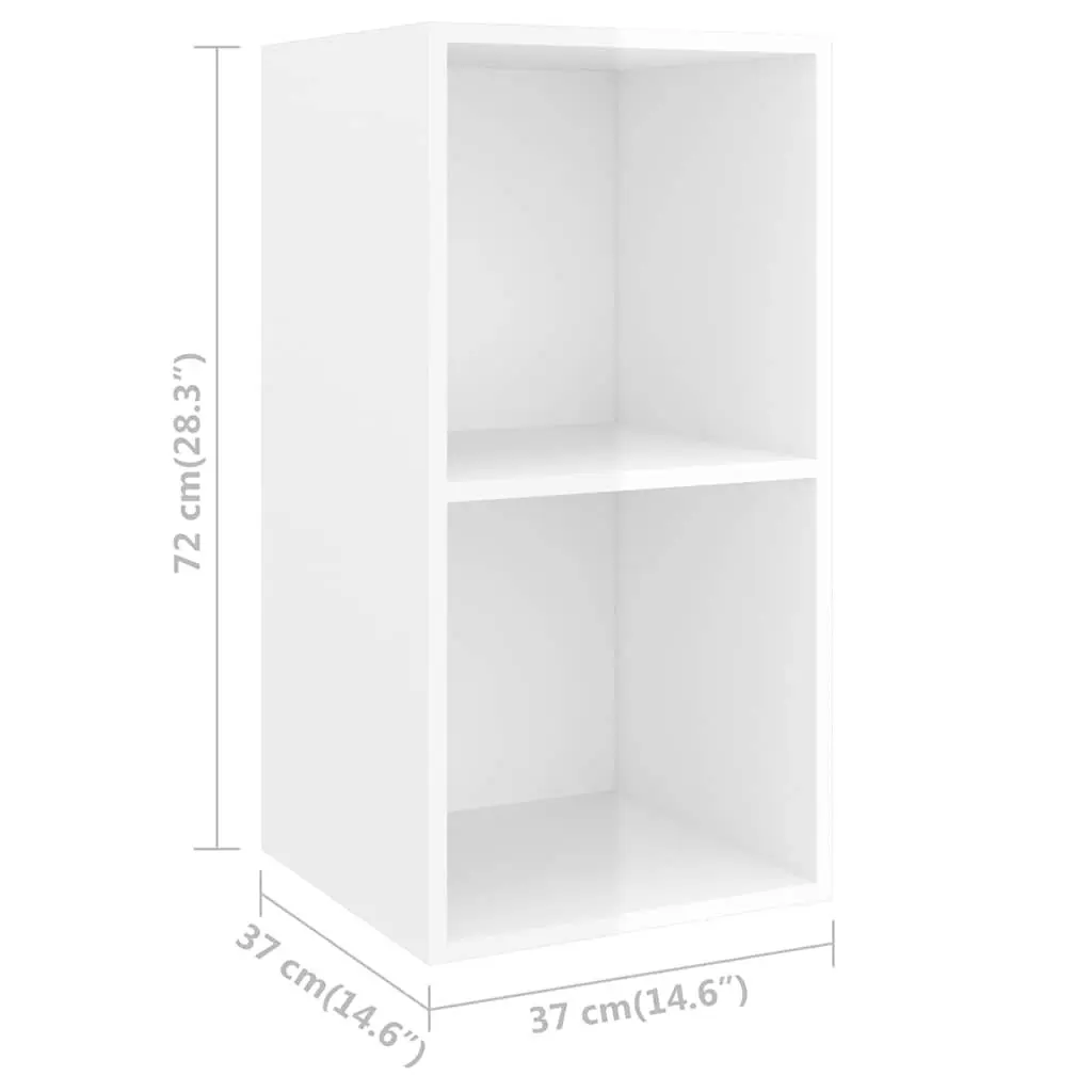 High Gloss White Wall-mounted TV Cabinet with 2 Compartments