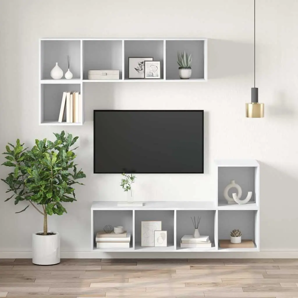 Wall-Mounted TV Cabinet with 3 Storage Compartments