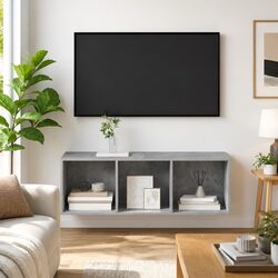 Grey Wall-Mounted TV Cabinet - 37x37x107cm, Durable Design