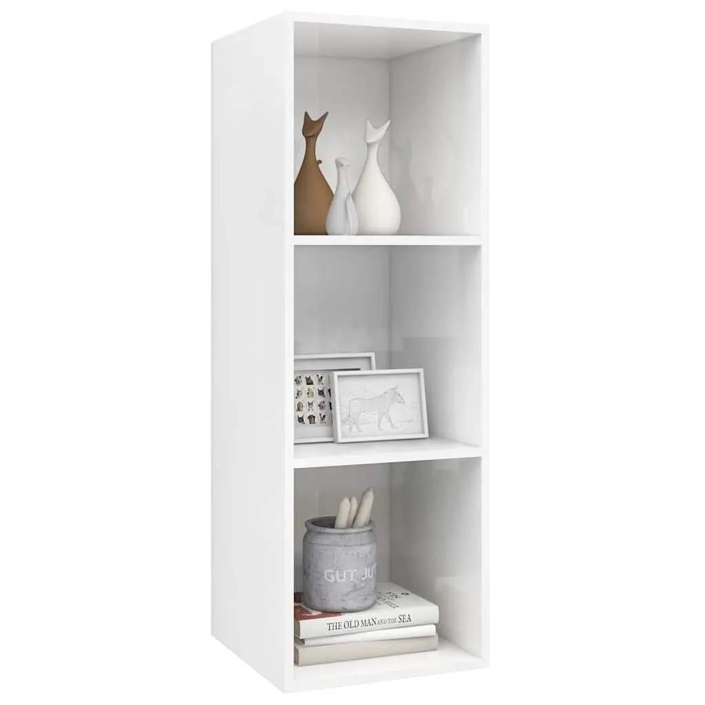 High Gloss White Wall-Mounted TV Cabinet with Storage