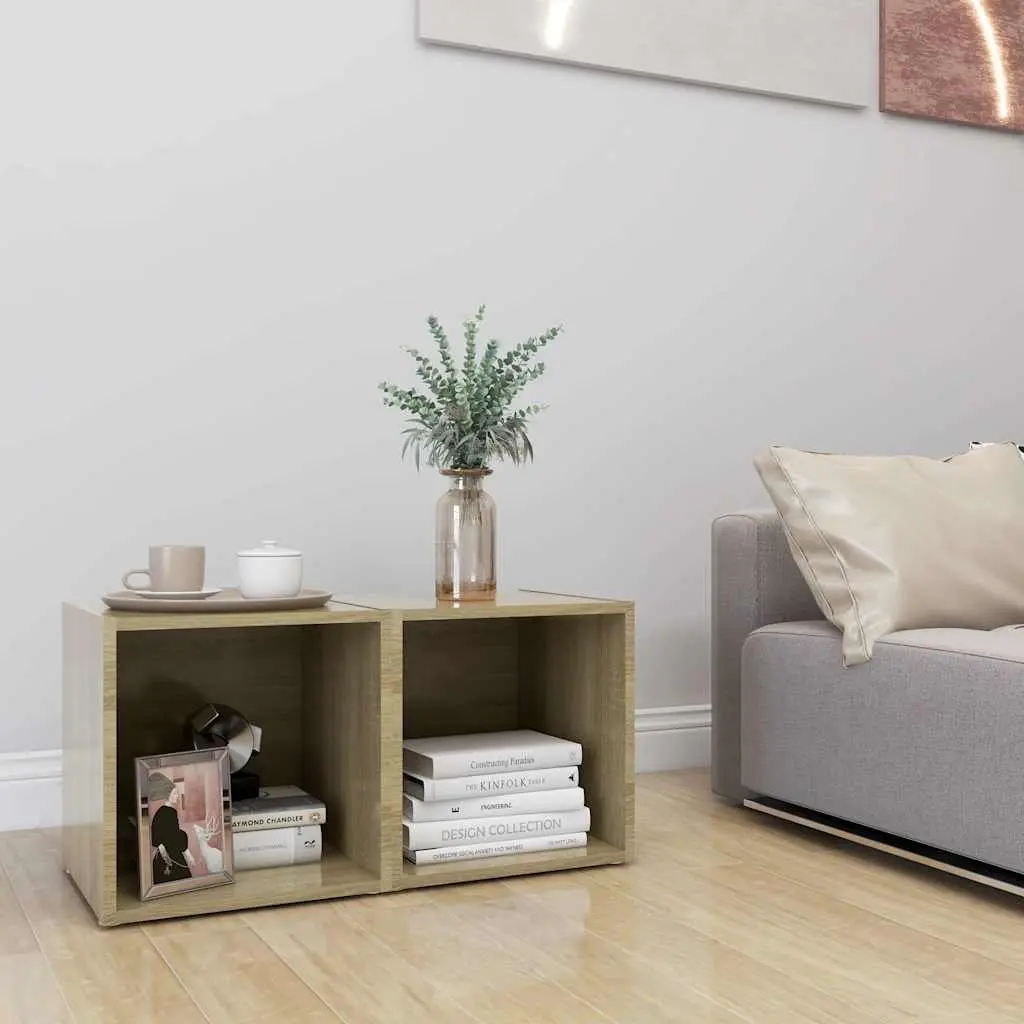 TV Cabinets 2 pcs Sonoma Oak 37x35x37 cm Ground Stand Storage Unit
