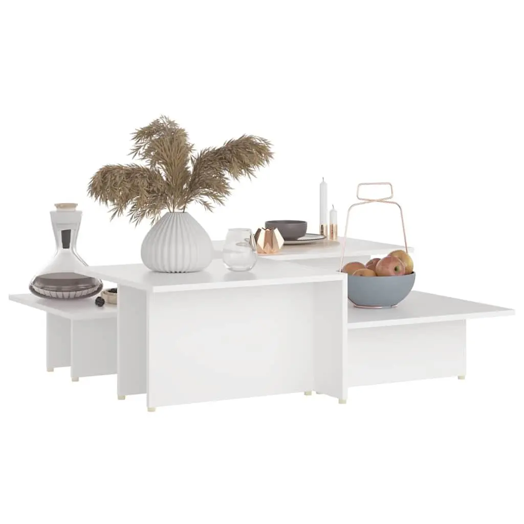 Coffee Tables Engineered Wood White Nesting 2 Piece