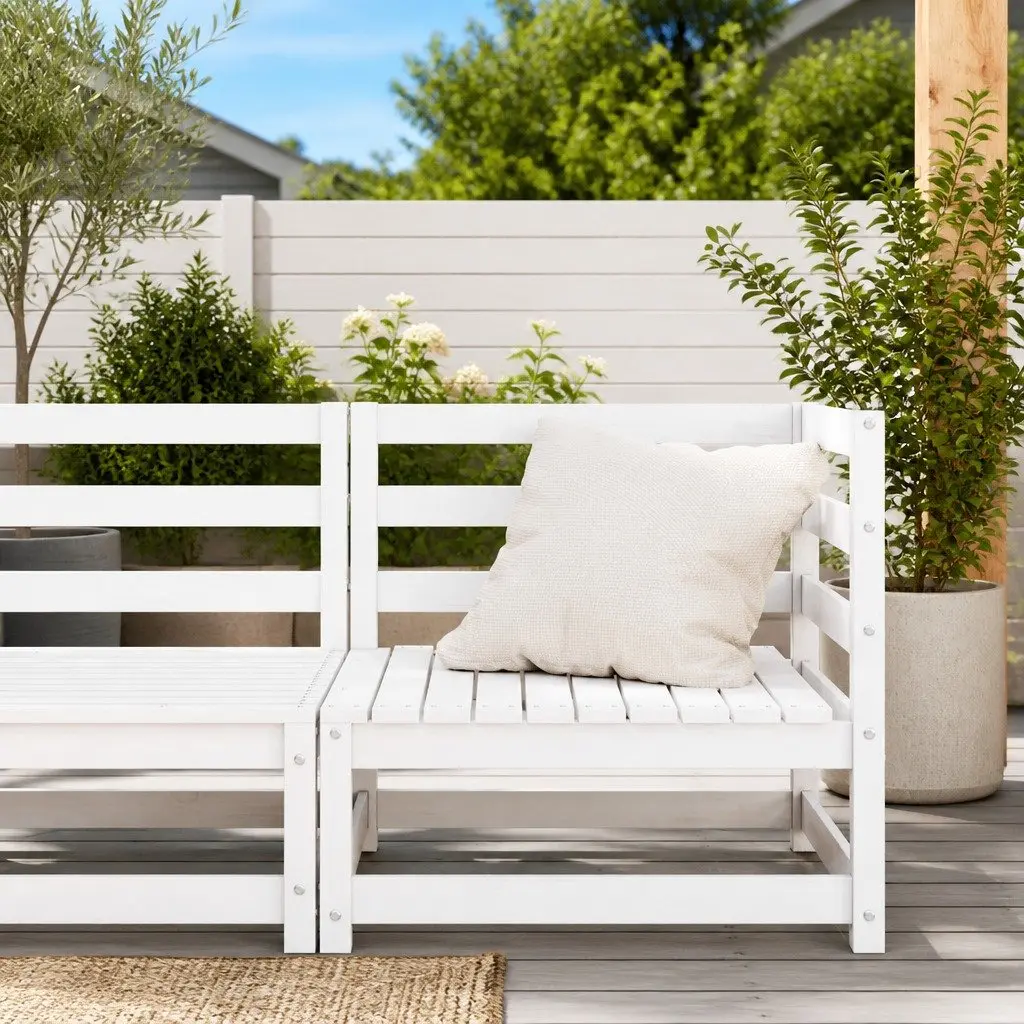 Outdoor Modular Corner Sofa in White Solid Pinewood