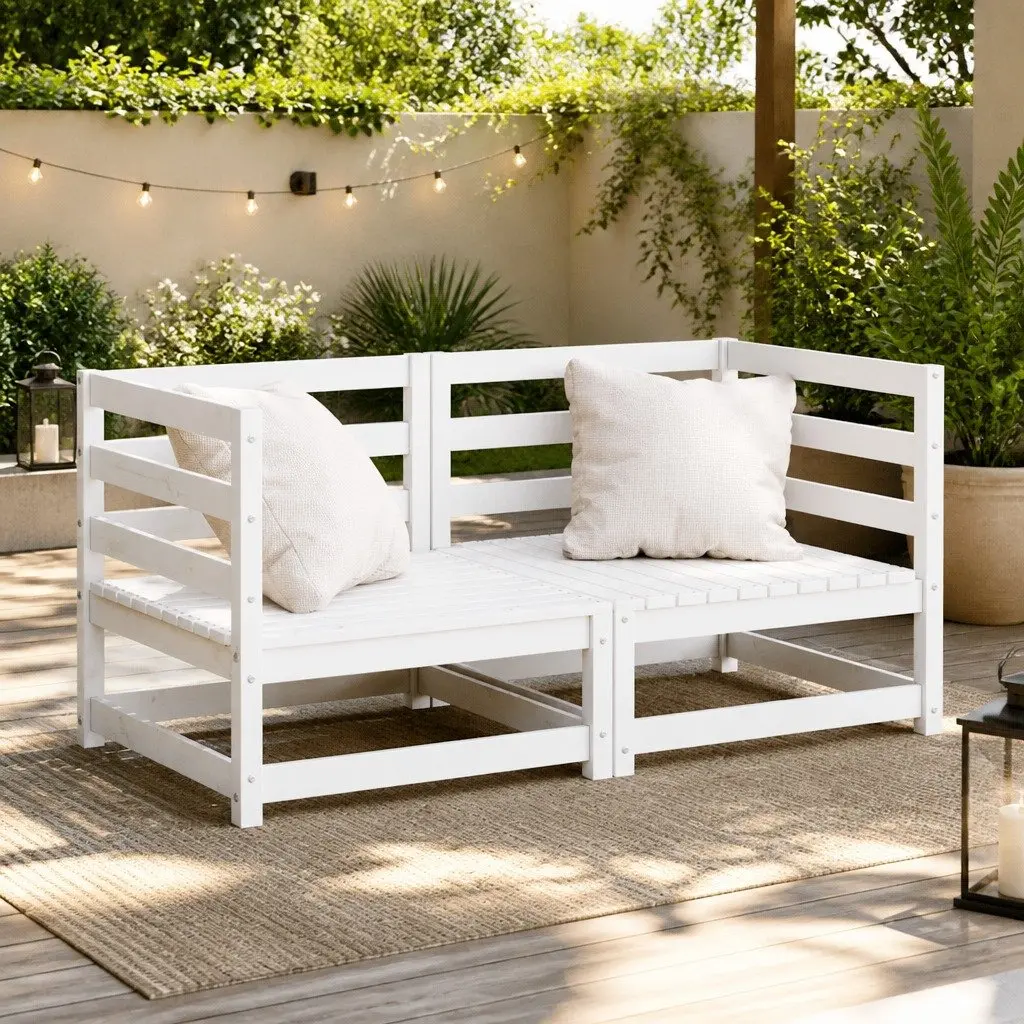 White Modular Outdoor Corner Sofa Set for Garden or Patio
