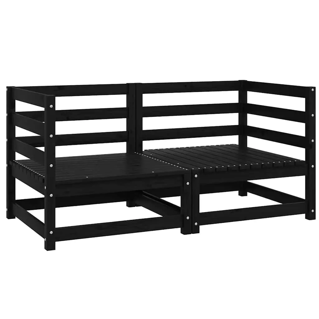 Black Solid Pinewood Modular Outdoor Corner Sofa Set
