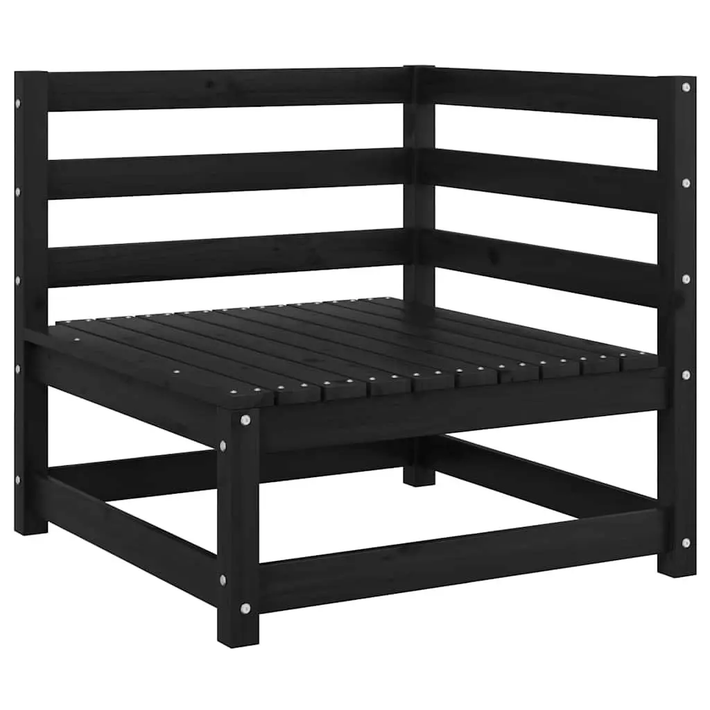 Black Solid Pinewood Modular Outdoor Corner Sofa Set