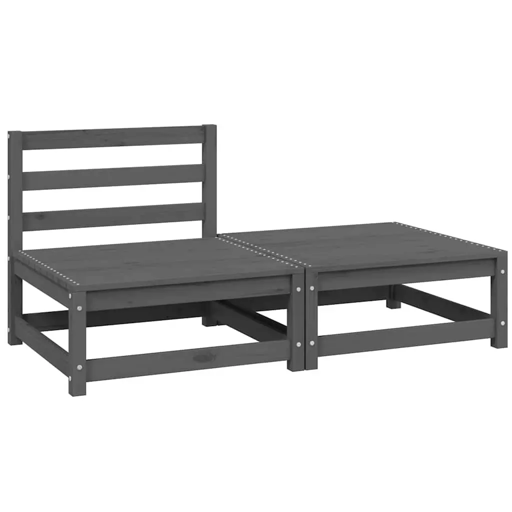 2 Piece Grey Modular Outdoor Sectional Sofa Set