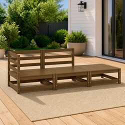 3 Piece Modular Garden Lounge Set in Brown Pinewood