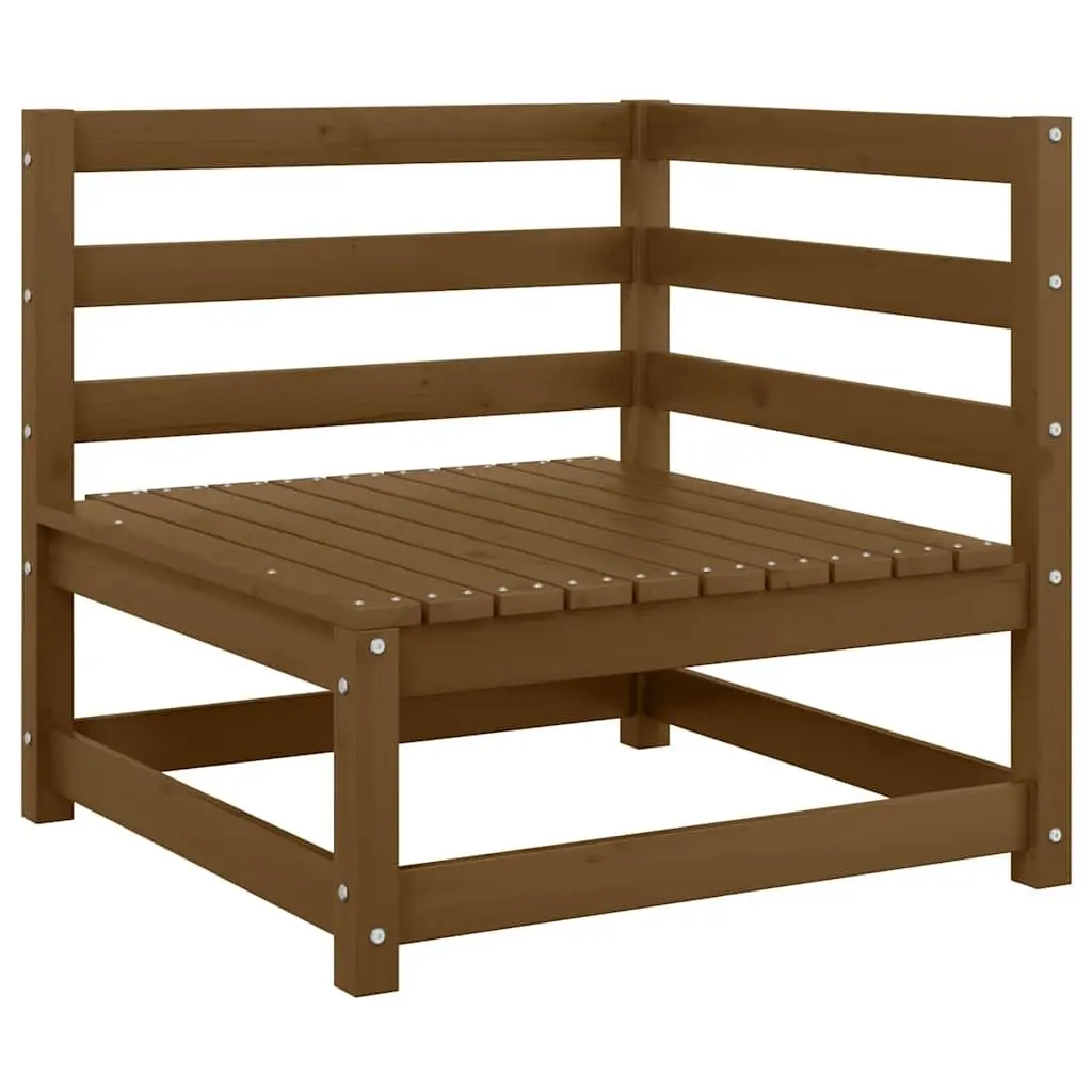 Garden Corner Sofa Solid Pinewood Brown with Cream Cushions Outdoor Sectional