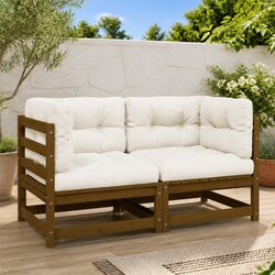 Durable Brown 2-Seater Garden Lounge Sofa with Cushions