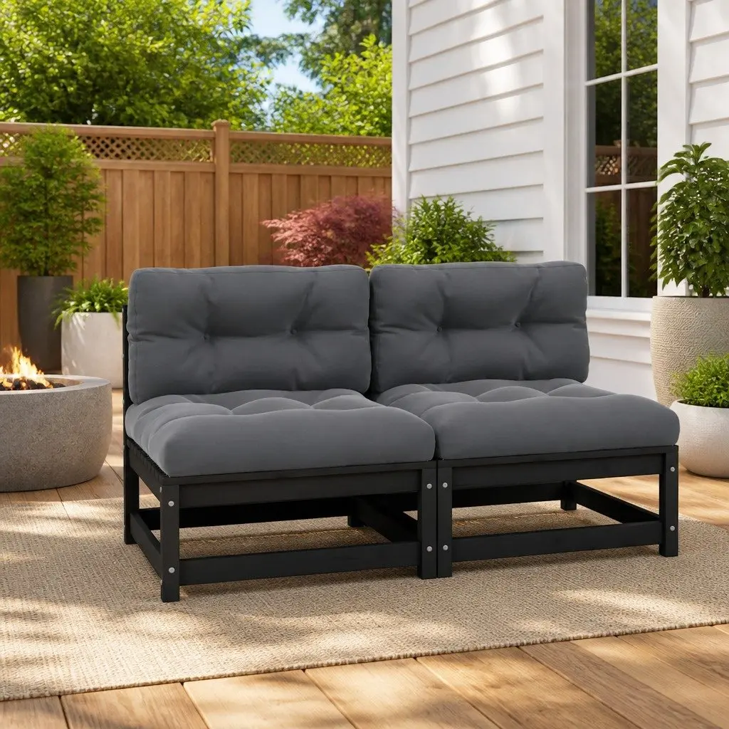 Outdoor Garden Sectional Sofa Set in Black