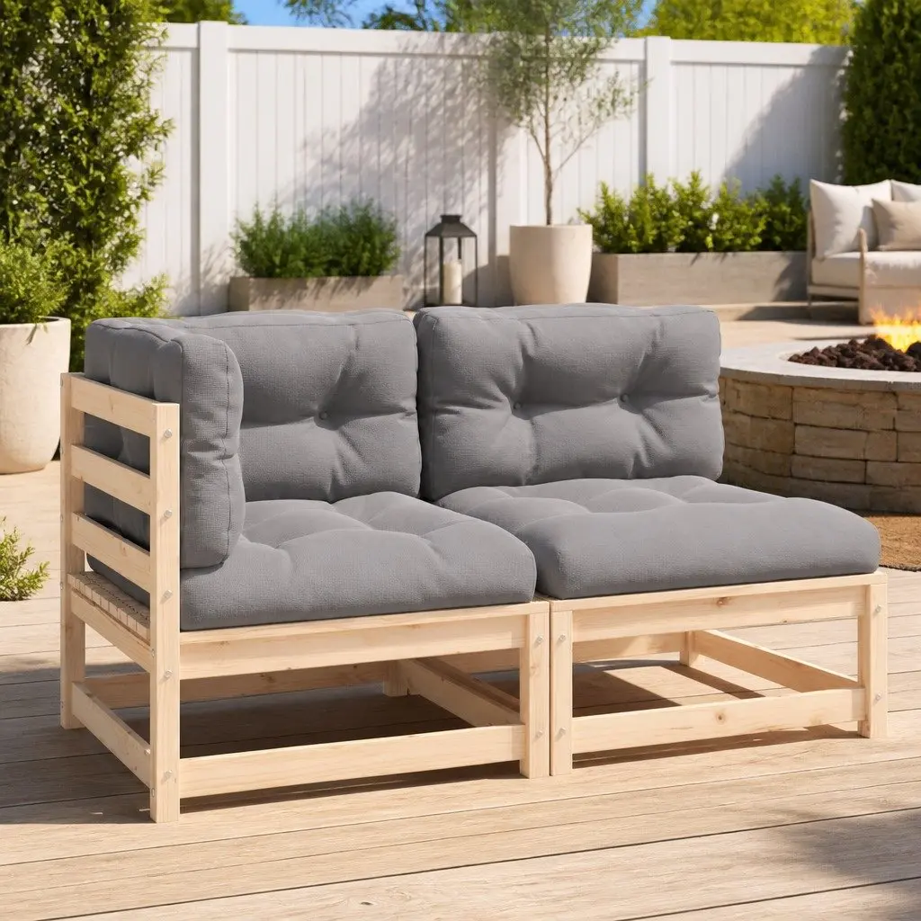 2 Piece Outdoor Sectional Sofa Set in Grey