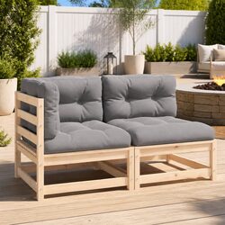 2 Piece Garden Lounge Set Outdoor Sectional Sofa with Cushions Grey