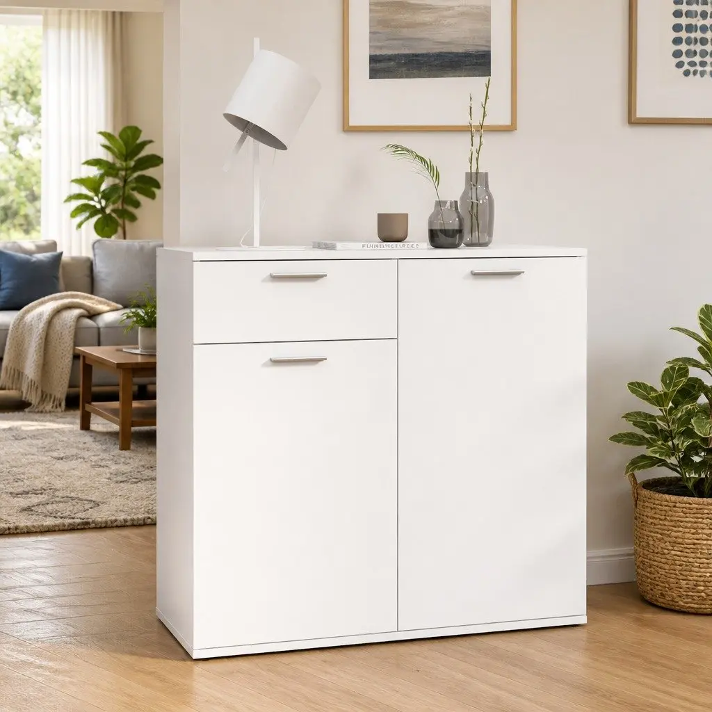 White Sideboard Storage Cabinet 80x36x75cm