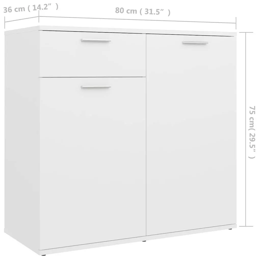 White Sideboard Storage Cabinet 80x36x75cm