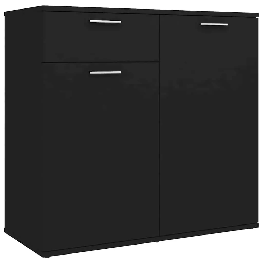 Black Sideboard Cabinet with Storage and Display Space