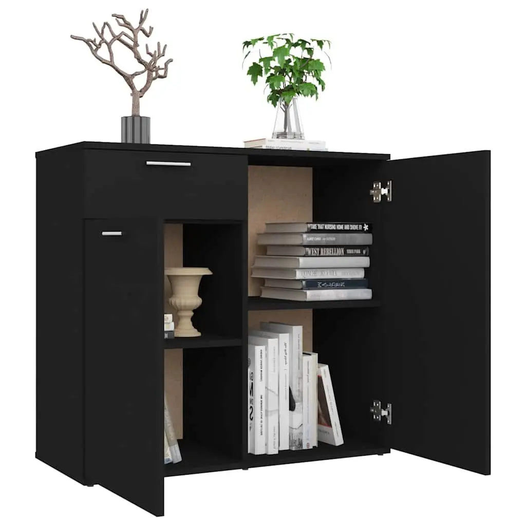 Black Sideboard Cabinet with Storage and Display Space