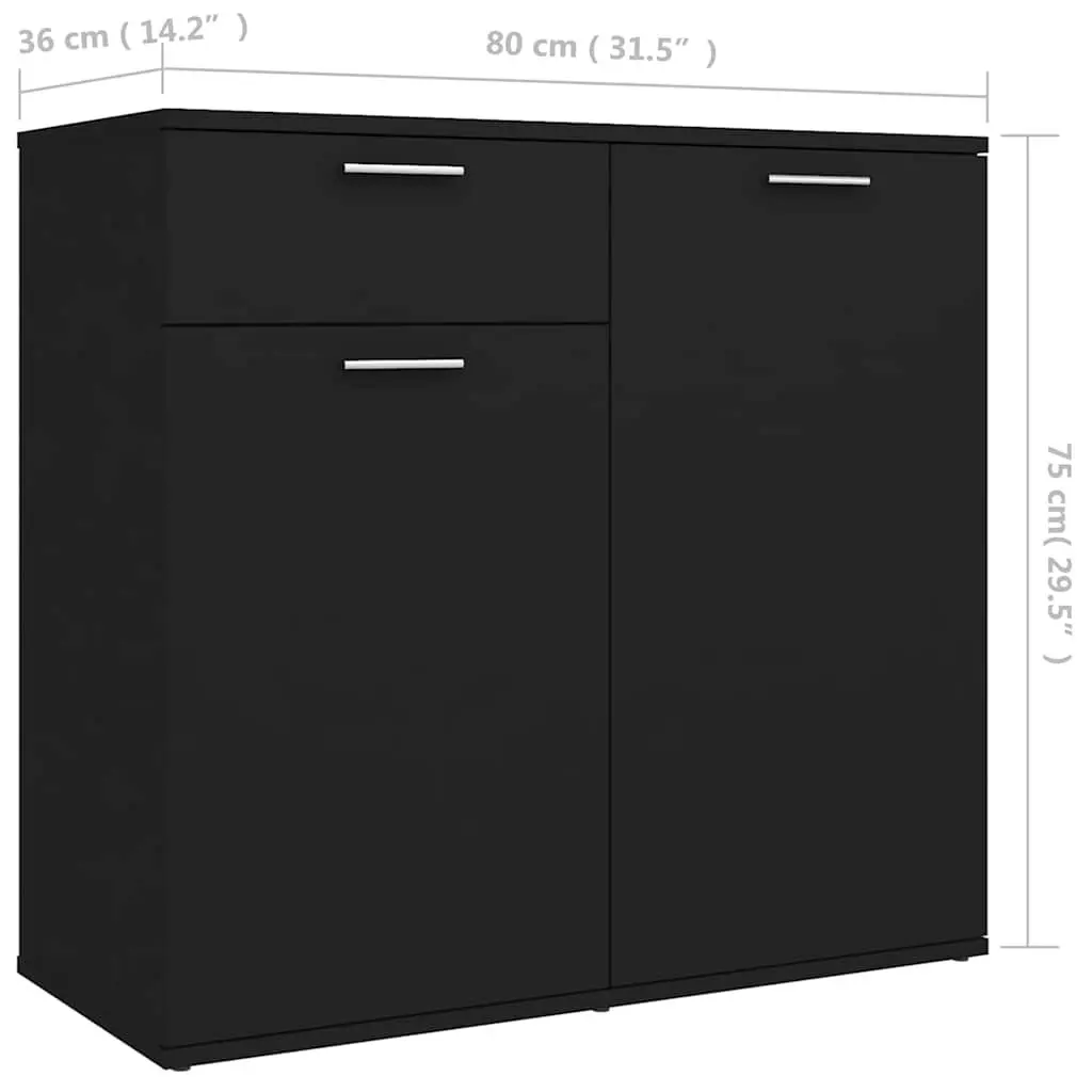 Black Sideboard Cabinet with Storage and Display Space