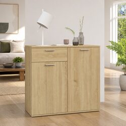 Sturdy Brown Sideboard Storage Cabinet with 2 Doors and Drawer