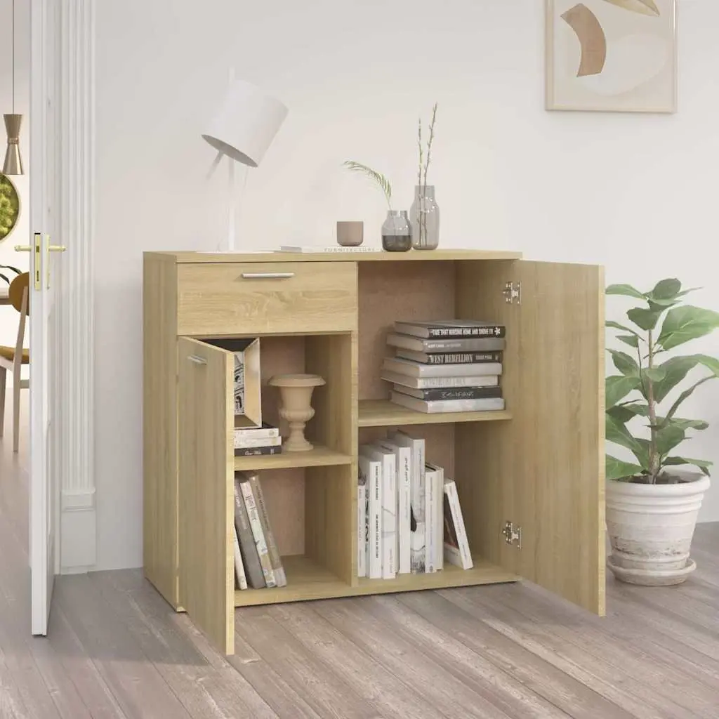 Brown Sideboard Storage Cabinet with 2 Doors and Drawer