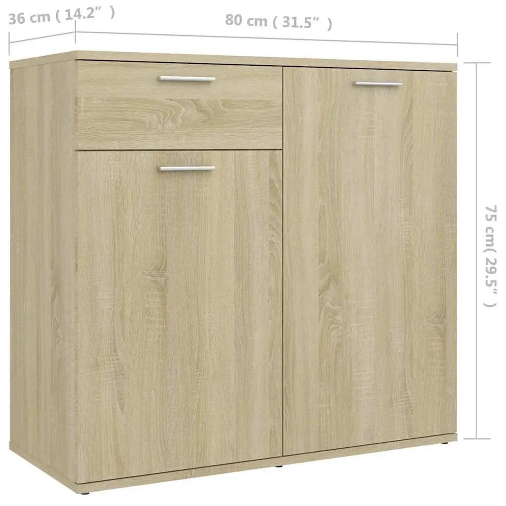 Brown Sideboard Storage Cabinet with 2 Doors and Drawer