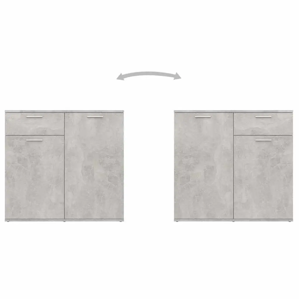 Sideboard Engineered Wood Grey 80x36x75cm 2 Doors Drawer