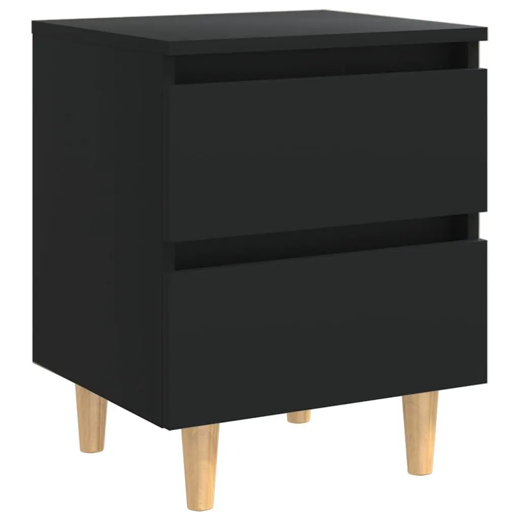 Black Bedside Table Set with Durable Drawers