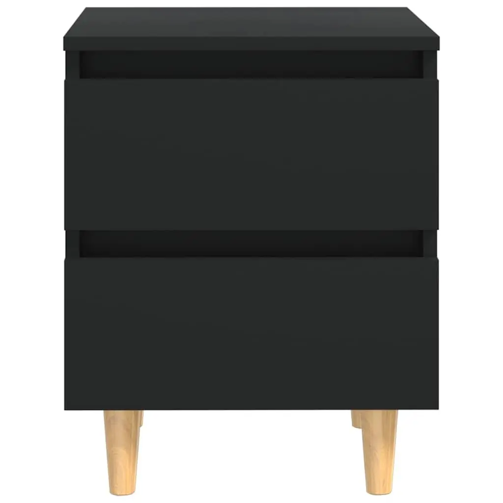 Black Bedside Table Set with Durable Drawers