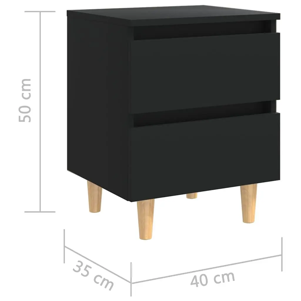 Black Bedside Table Set with Durable Drawers