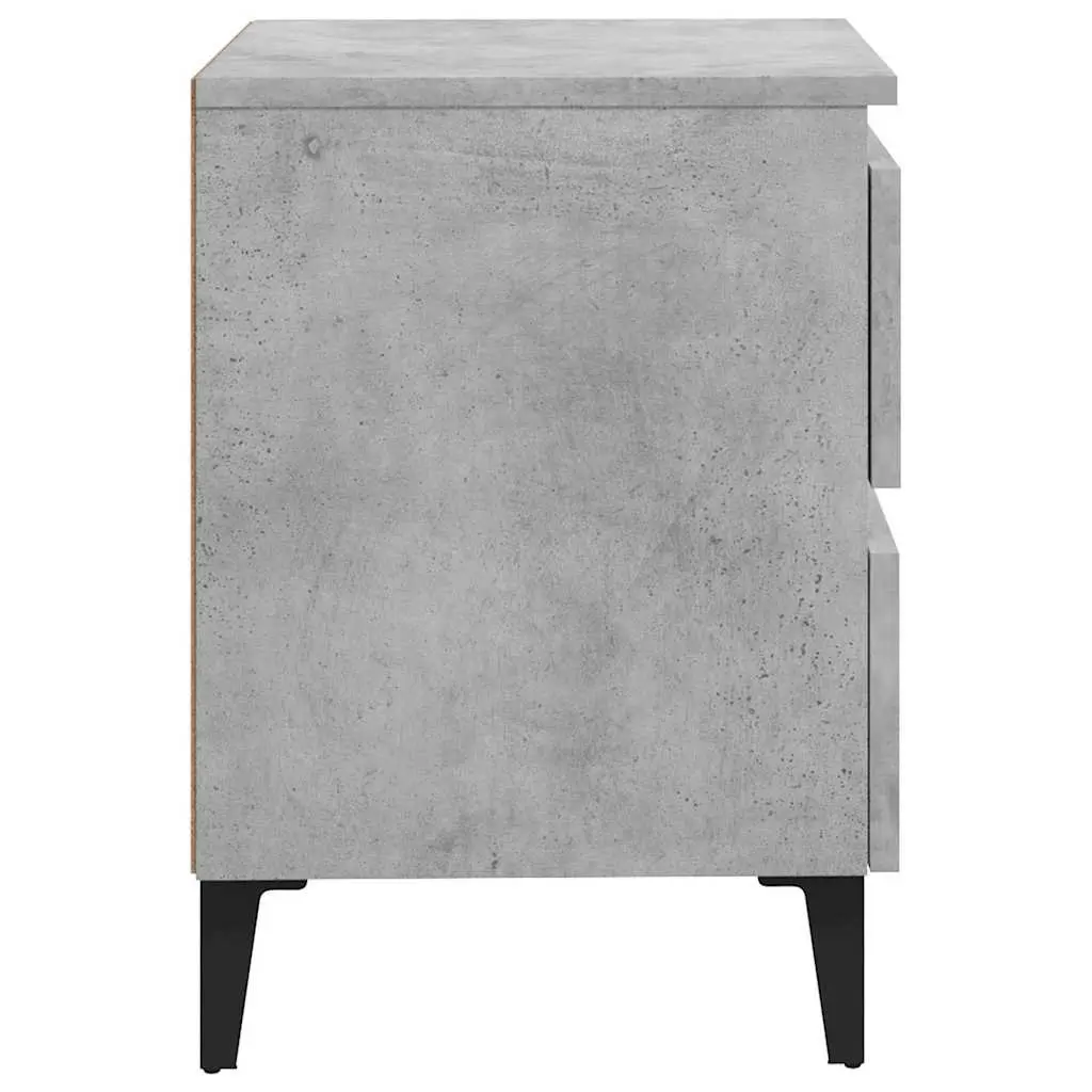 Grey Concrete Bedside Table with Two Drawers