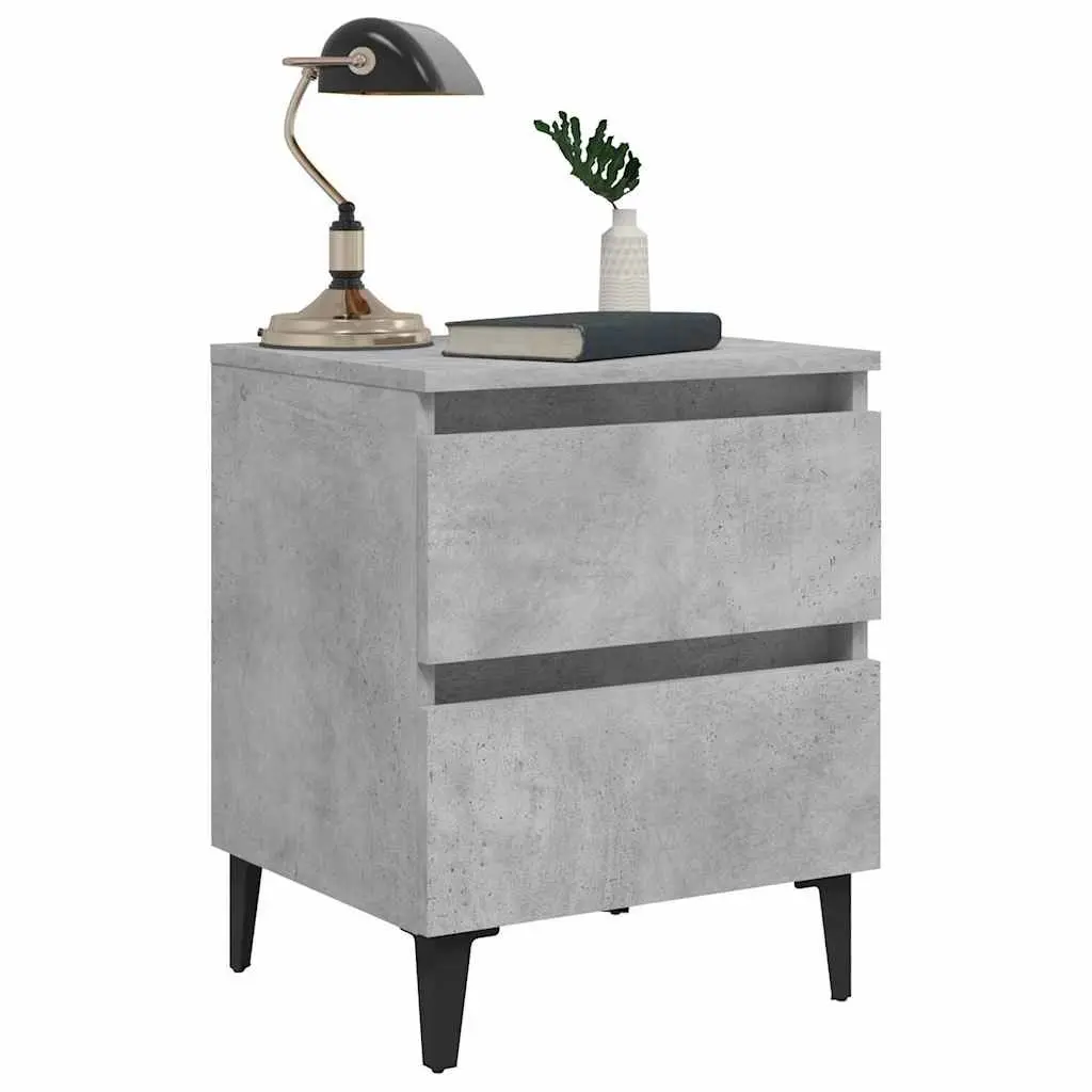 Grey Concrete Bedside Table with Two Drawers