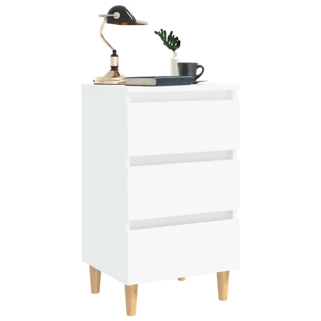 White Bedside Table Set with Storage Drawers
