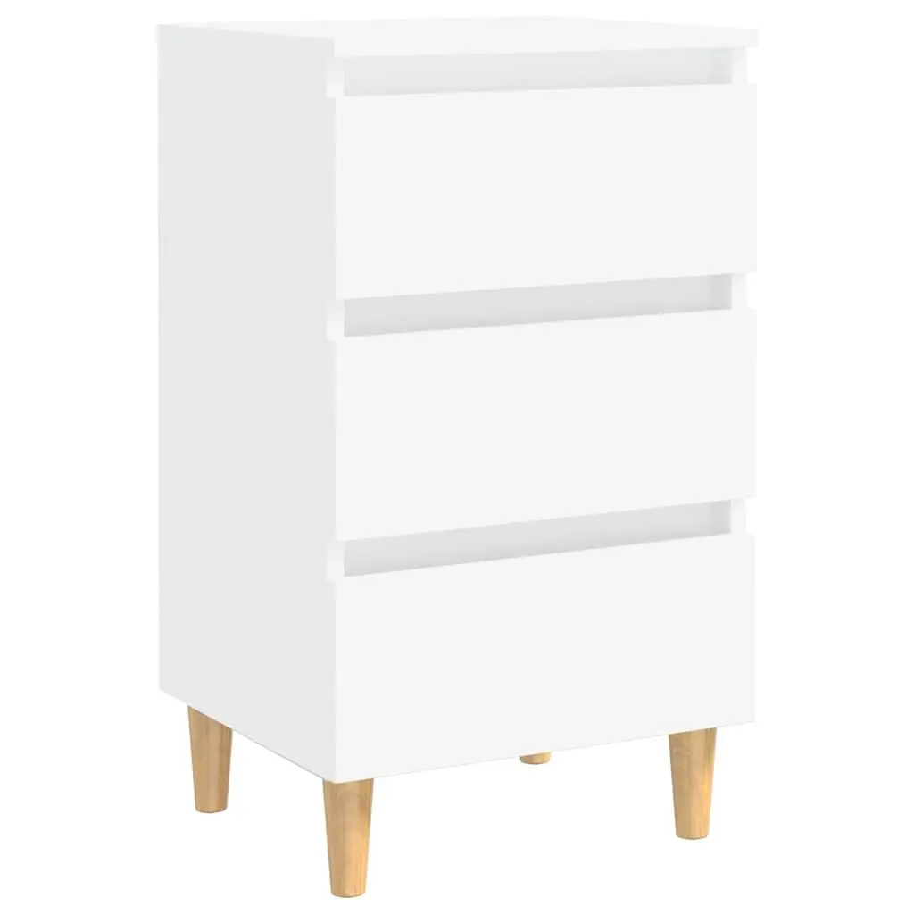 White Bedside Table Set with Storage Drawers