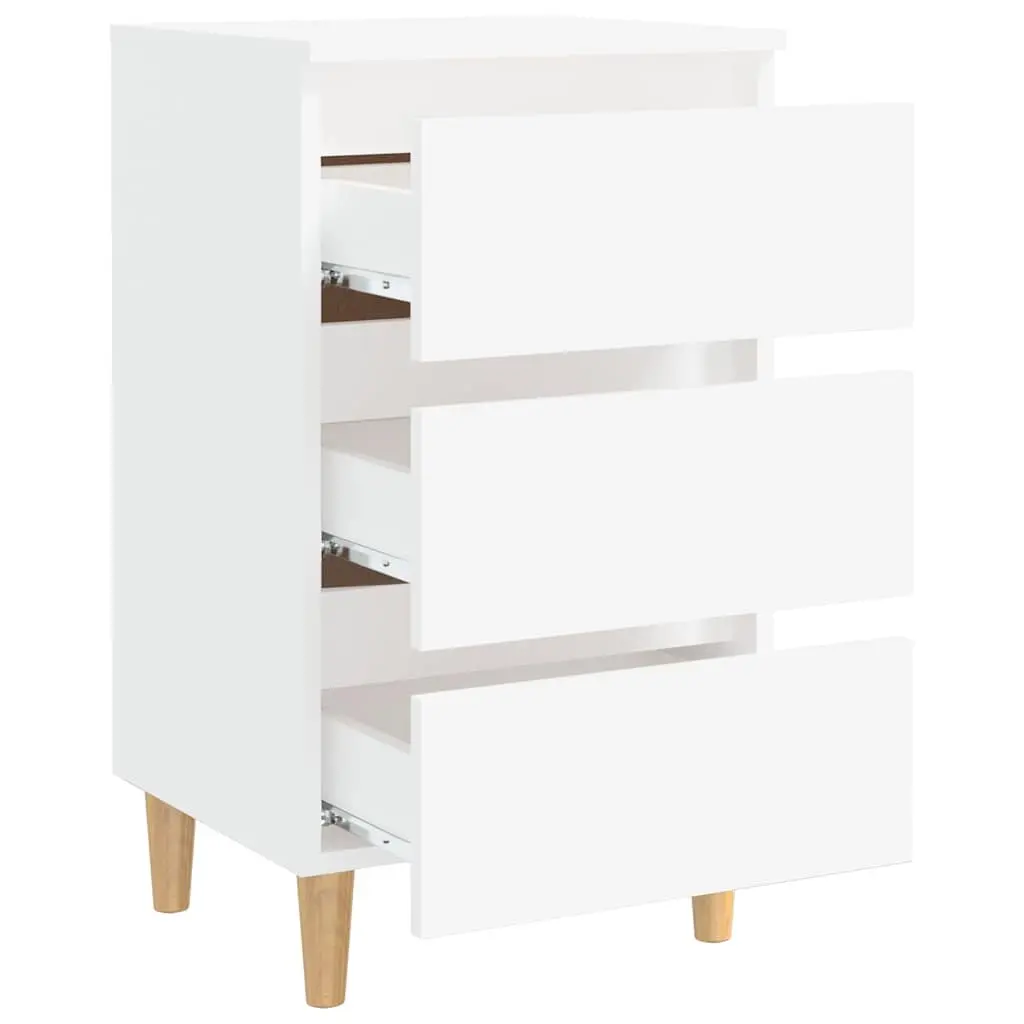 White Bedside Table Set with Storage Drawers