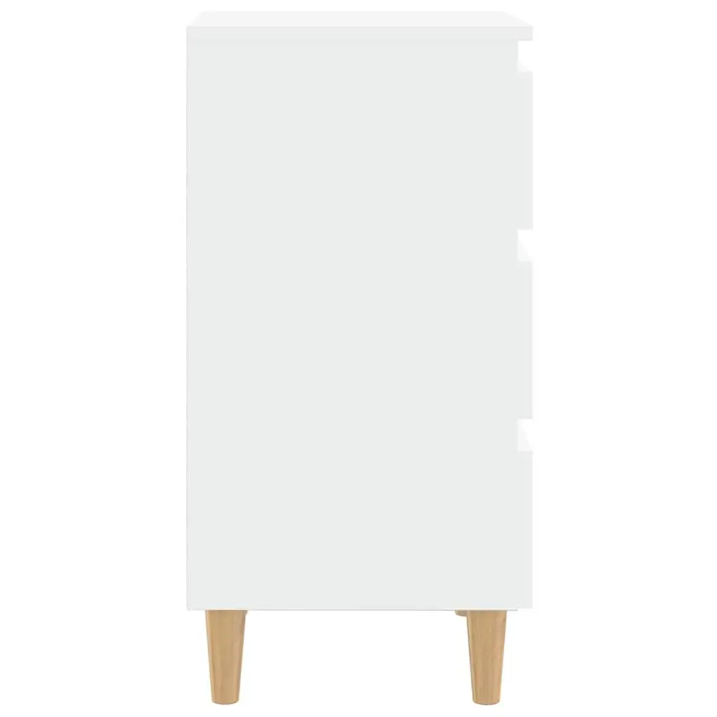 White Bedside Table Set with Storage Drawers