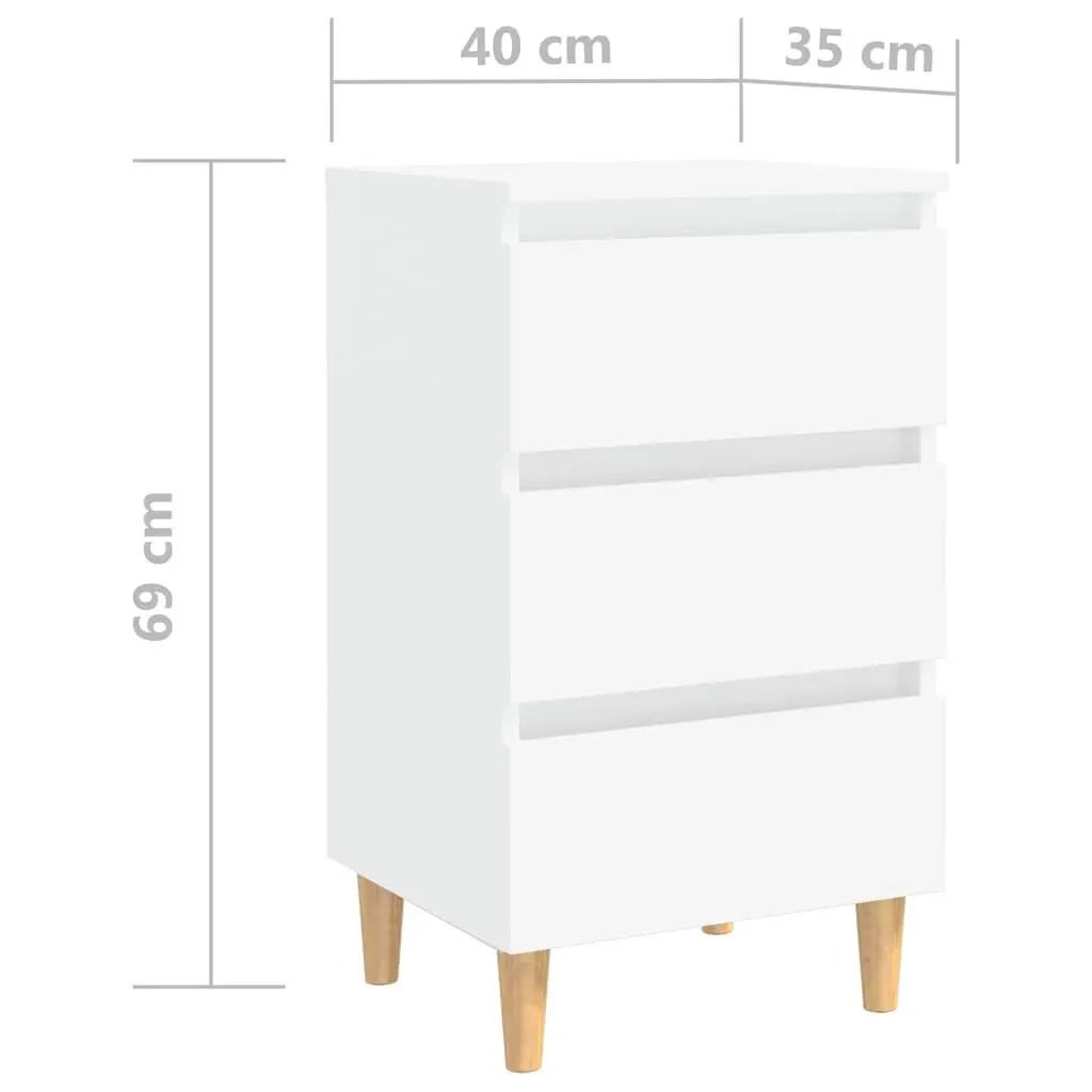 White Bedside Table Set with Storage Drawers