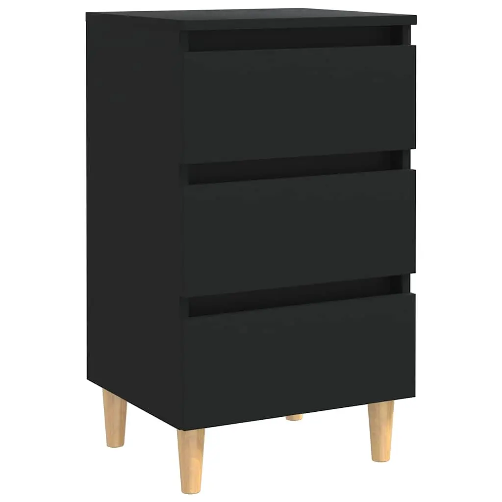 Black Bedside Tables Set with Durable Drawers