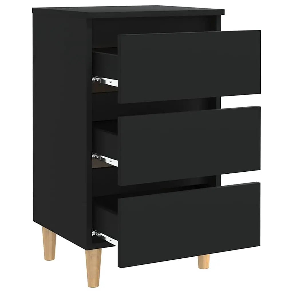 Black Bedside Tables Set with Durable Drawers