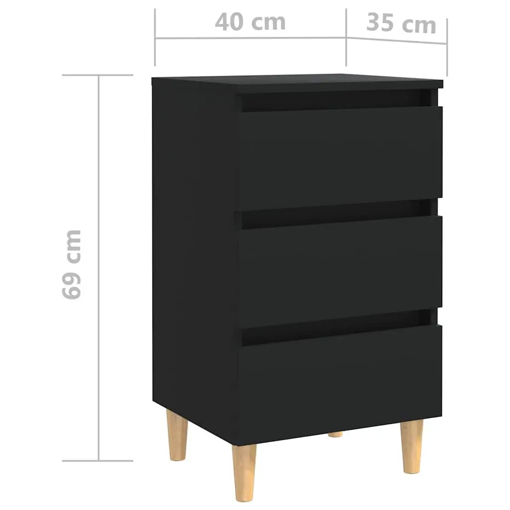 Black Bedside Tables Set with Durable Drawers
