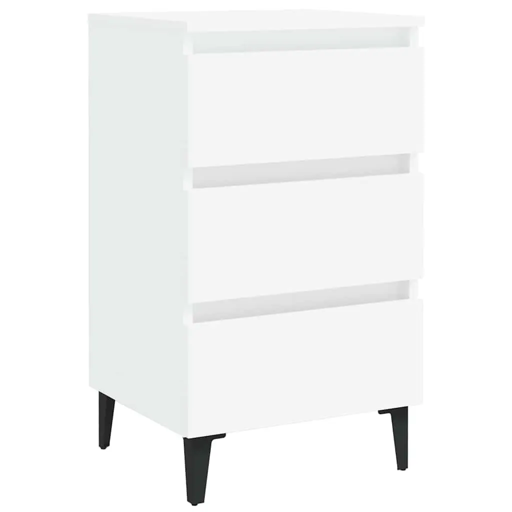 Bedside Table with Metal Legs and Three Drawers