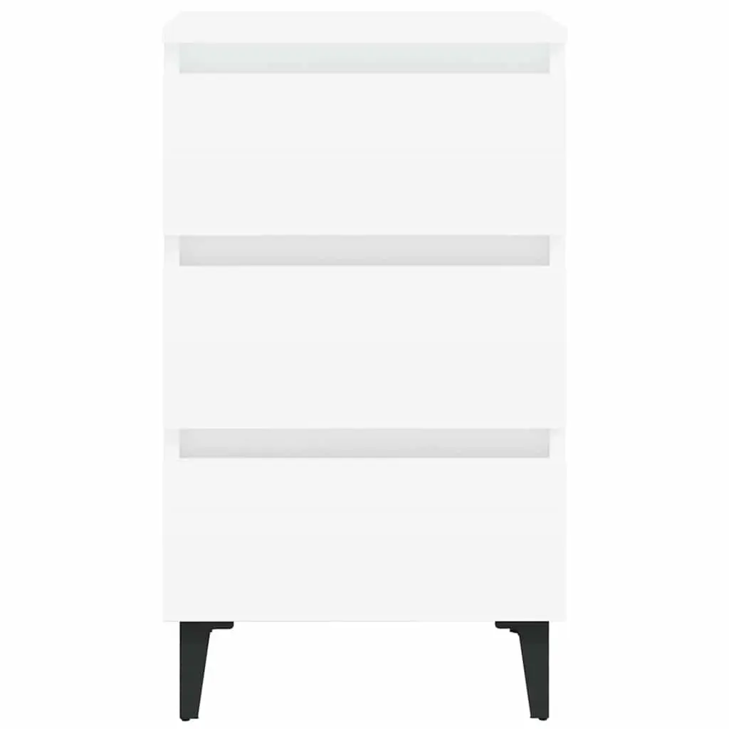 Bedside Table Bed Cabinet 2 pcs White Metal Legs Nightstand 40x35x69 cm