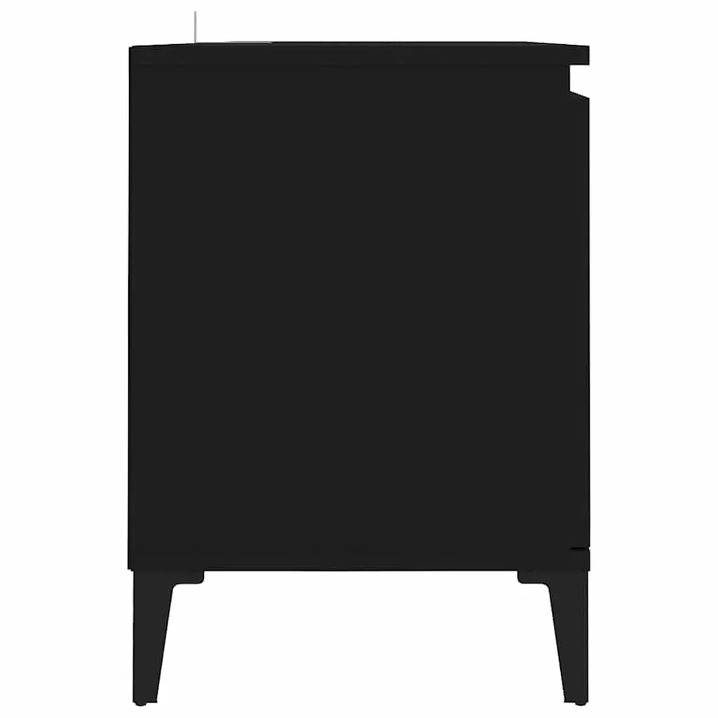 TV Cabinet Engineered Wood Metal Legs 103.5x35x50cm Black